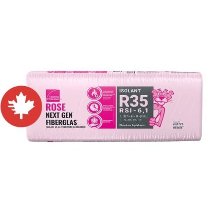 R-35 Pink Next Gen Fiberglas Insulation - 16" x 48" x 10 1/2" - Covers 37.3 sq. ft